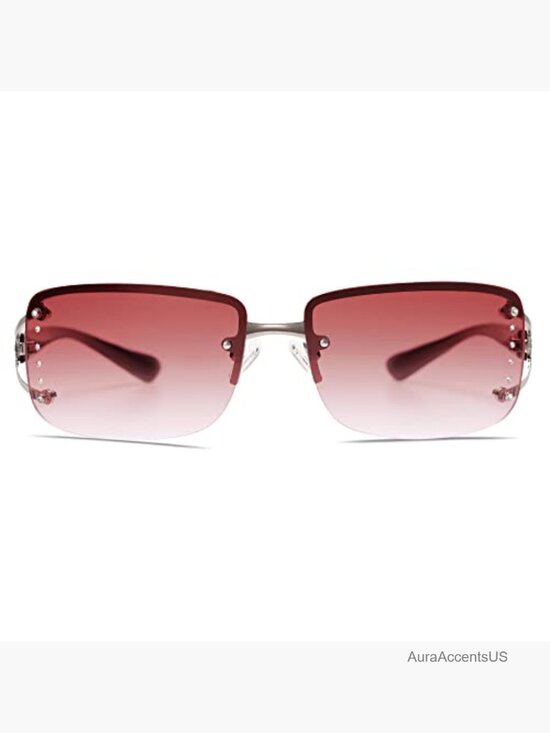 Frameless Rectangle Y2K Sunglasses with UV400 Protection main image 4